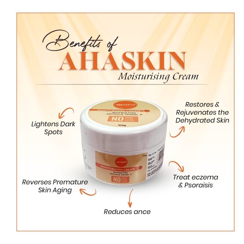 Ahaskin Moisturising Cream Enriched With Aloe Vera & Vitamin E, Free From Paraben, Silicone And Sulphate 100 g - Image 4