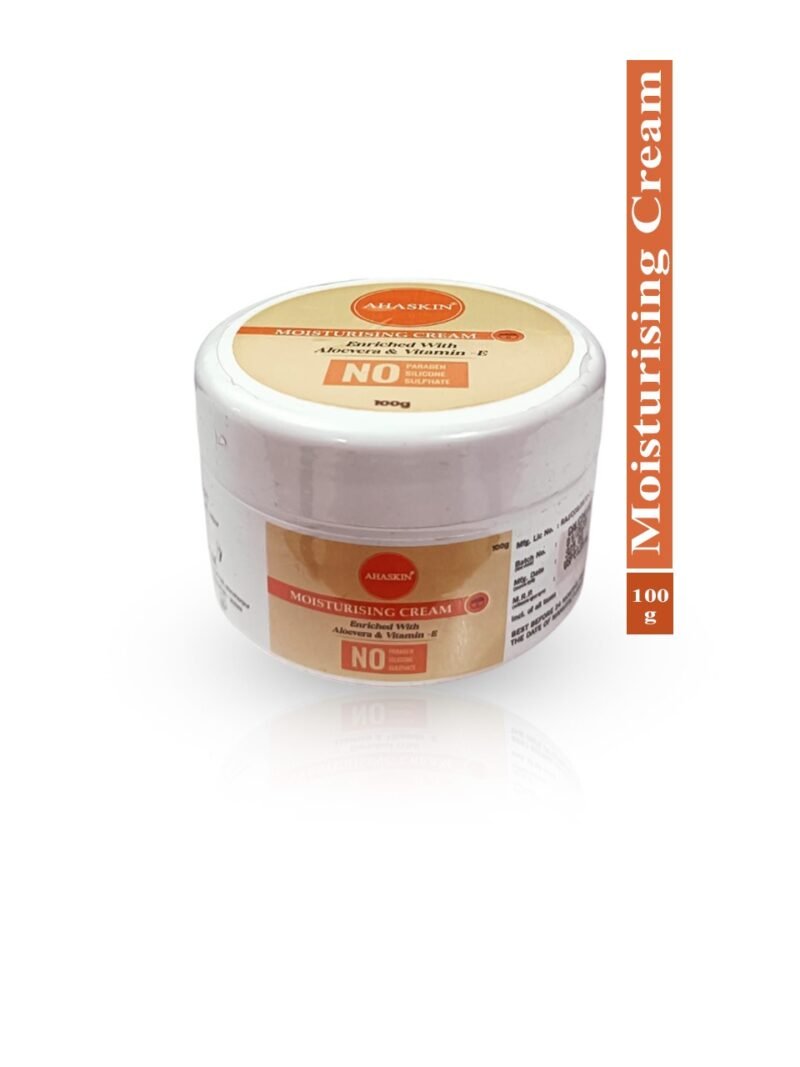 Ahaskin Moisturising Cream Enriched With Aloe Vera & Vitamin E, Free From Paraben, Silicone And Sulphate 100 g