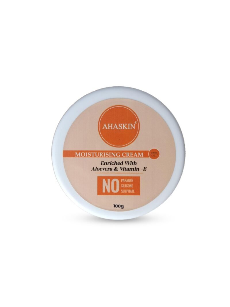 Ahaskin Moisturising Cream Enriched With Aloe Vera & Vitamin E, Free From Paraben, Silicone And Sulphate 100 g - Image 2