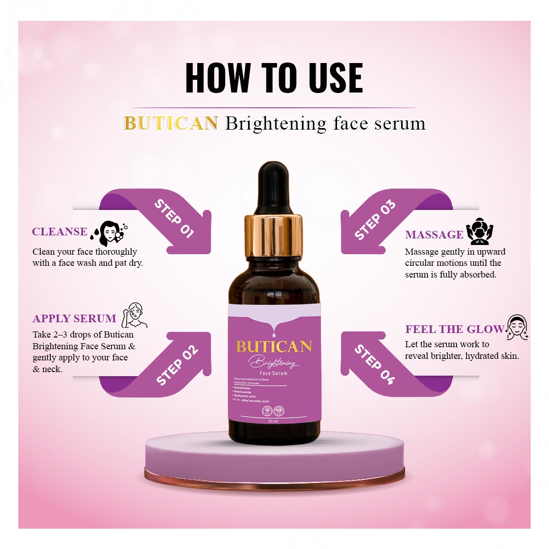 Graziaup Butican Brightening Serum Enriched With Glutathione, Hyaluronic Acid, Niacinamide & Vitamin C, Paraben Free, Sulfate free, 30 ml - Image 5